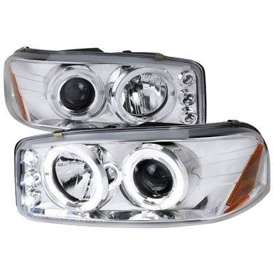 2000 - 2006 GMC Yukon Projector LED Halo Headlights - Chrome