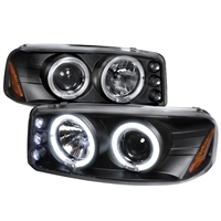 2001 - 2006 GMC Yukon Denali Projector LED Halo Headlights - Black