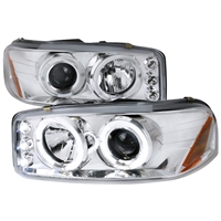 2001 - 2006 GMC Yukon Denali Projector LED Halo Headlights - Chrome