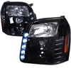 2007 - 2014 GMC Yukon Denali Projector DRL Headlights - Black/Smoke