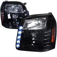 2007 - 2014 GMC Yukon Denali Projector DRL Headlights - Black/Smoke