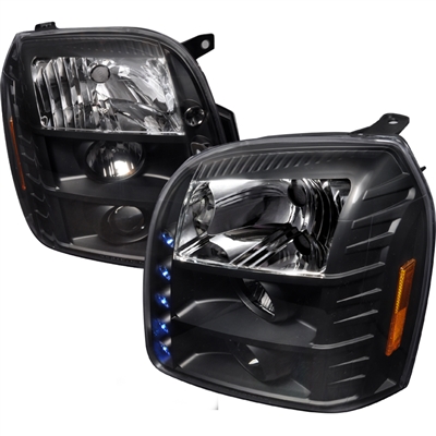 2007 - 2014 GMC Yukon Denali Projector DRL Headlights - Black