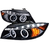 2006 - 2008 BMW 3-Series E90 Projector LED Halo Headlights - Black/Smoke