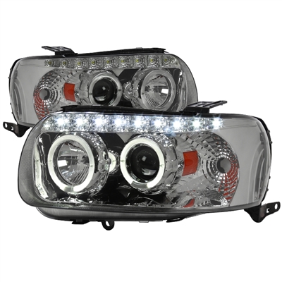 2005 - 2007 Ford Escape Projector DRL LED Halo Headlights - Smoke