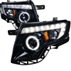 2007 - 2010 Ford Edge Projector DRL LED Halo Headlights - Black/Smoke