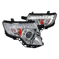 2007 - 2010 Ford Edge Projector DRL LED Halo Headlights - Chrome