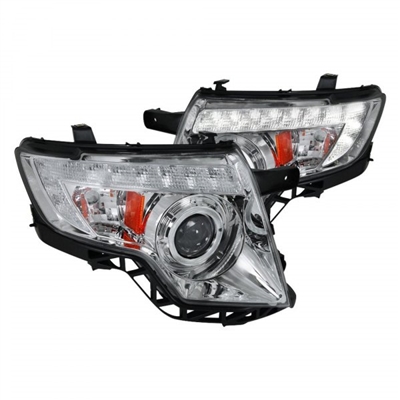 2007 - 2010 Ford Edge Projector DRL LED Halo Headlights - Chrome
