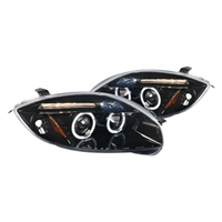 2006 - 2012 Mitsubishi Eclipse (Halogen Model) Projector LED Halo Headlights - Gloss Black