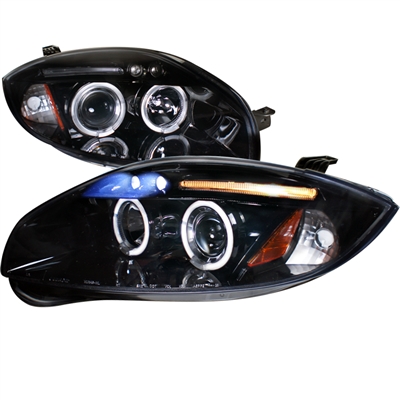 2006 - 2012 Mitsubishi Eclipse (Halogen Model) Projector LED Halo Headlights - Black/Smoke