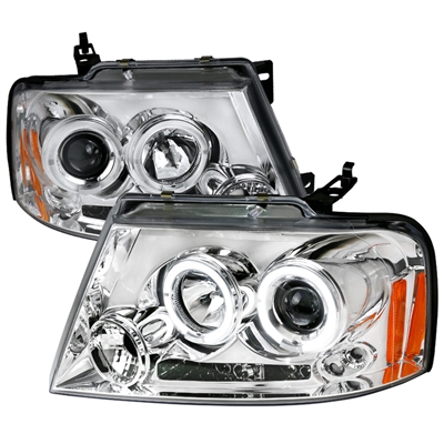2004 - 2008 Ford F-150 Projector LED Halo Headlights - Chrome