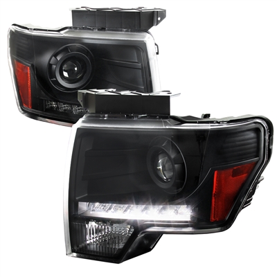 2009 - 2014 Ford F-150 Projector DRL Headlights - Black