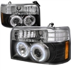 1992 - 1996 Ford F-150 Projector LED Halo Headlights - Black