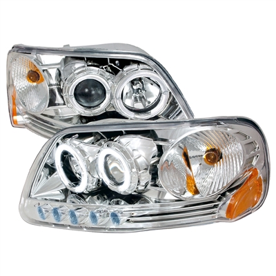 1997 - 2002 Ford Expedition Projector LED Halo Headlights - Chrome