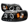 1997 - 2003 Ford F-150 Projector DRL LED Halo Headlights - Black
