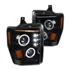 2008 - 2010 Ford Super Duty Projector LED Halo Headlights - Black
