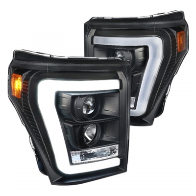 2011 - 2016 Ford Super Duty Projector Light Bar DRL Headlights - Black