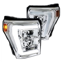 2011 - 2016 Ford Super Duty Projector Light Bar DRL Headlights - Chrome