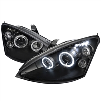 2000 - 2004 Ford Focus Projector LED Halo Headlights - Black