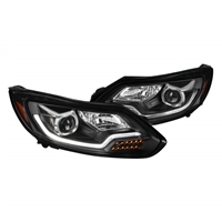 2012 - 2014 Ford Focus Projector DRL Headlights - Black