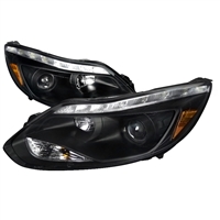2012 - 2014 Ford Focus Projector Switchback DRL Headlights - Black