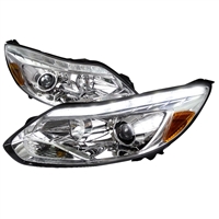 2012 - 2014 Ford Focus Projector Switchback DRL Headlights - Chrome