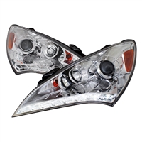 2010 - 2012 Hyundai Genesis Coupe Projector DRL Headlights - Chrome
