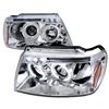 1999 - 2004 Jeep Grand Cherokee Projector LED Halo Headlights - Chrome