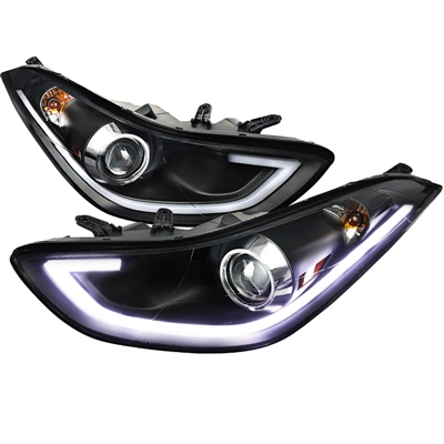 2011 - 2013 Hyundai Elantra Projector DRL Headlights - Black