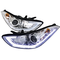 2011 - 2013 Hyundai Elantra Projector DRL Headlights - Chrome