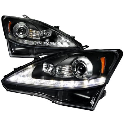 2006 - 2010 Lexus IS250 / IS350 (Halogen Model) Projector Switchback DRL Headlights - Black