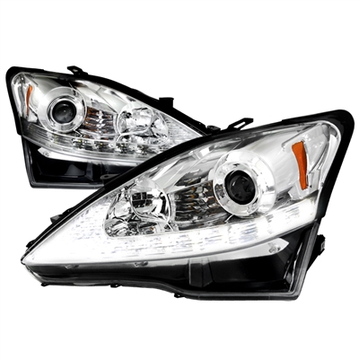 2006 - 2010 Lexus IS250 / IS350 (Halogen Model) Projector Switchback DRL Headlights - Chrome