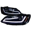2011 - 2014 Volkswagen Jetta Projector Light Bar DRL Headlights - Black/Smoke
