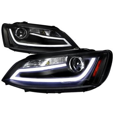 2011 - 2014 Volkswagen Jetta Projector Light Bar DRL Headlights - Black