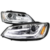 2011 - 2014 Volkswagen Jetta Projector Light Bar DRL Headlights - Chrome