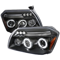 2005 - 2007 Dodge Magnum Projector LED Halo Headlights - Black