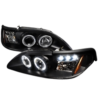 1994 - 1998 Ford Mustang Projector LED Halo Headlights - Black