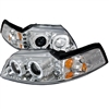 1999 - 2004 Ford Mustang Projector LED Halo Headlights - Chrome