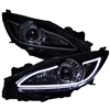 2010 - 2013 Mazda3 Projector DRL Headlights - Black/Smoke
