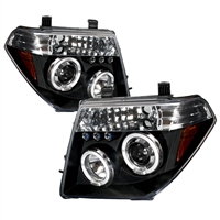 2005 - 2008 Nissan Frontier Projector LED Halo Headlights - Black
