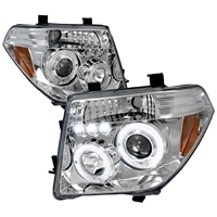 2005 - 2008 Nissan Frontier Projector LED Halo Headlights - Chrome