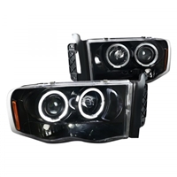 2002 - 2005 Dodge Ram 1500 Projector LED Halo Headlights - Gloss Black