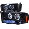 2002 - 2005 Dodge Ram 1500 Projector LED Halo Headlights - Black/Smoke