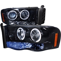 2002 - 2005 Dodge Ram 1500 Projector LED Halo Headlights - Black/Smoke