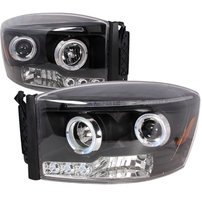 2006 - 2008 Dodge Ram 1500 Projector LED Halo Headlights - Black