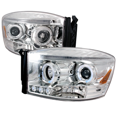 2006 - 2009 Dodge Ram 2500 Projector LED Halo Headlights - Chrome