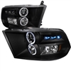 2009 - 2018 Dodge Ram 1500 Projector LED Halo Headlights - Black