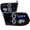 2010 - 2018 Dodge Ram 2500 Projector LED Halo Headlights - Black/Smoke