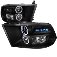2010 - 2018 Dodge Ram 2500 Projector LED Halo Headlights - Black