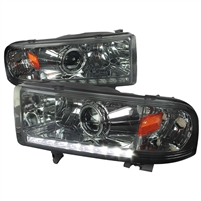 1994 - 2001 Dodge Ram 1500 Projector LED Halo Headlights - Smoke