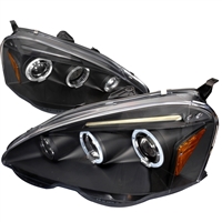 2002 - 2004 Acura RSX Projector LED Halo Headlights - Black